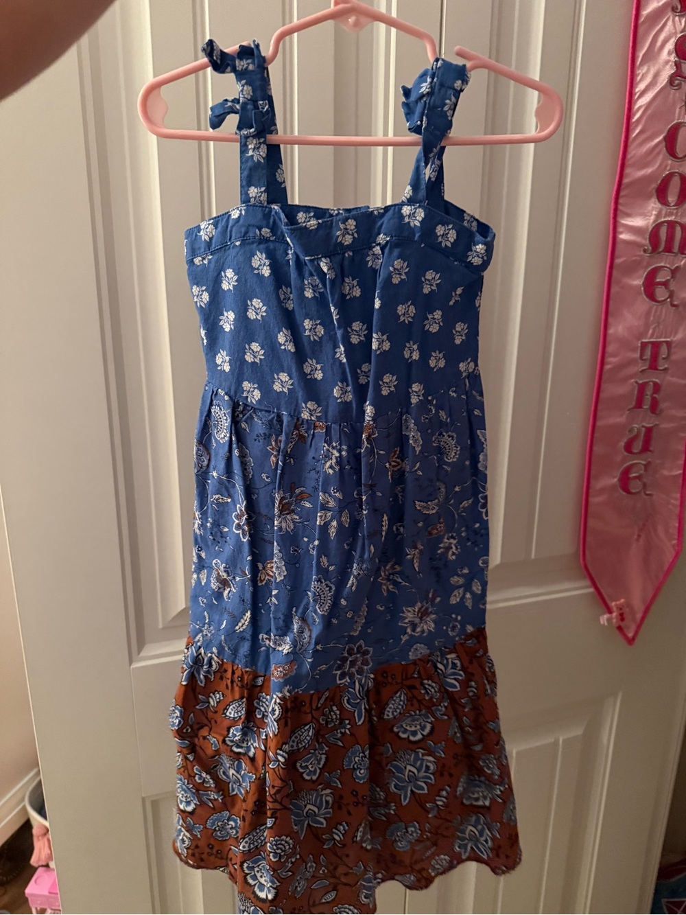 Janie and Jack Blue and Brown Floral Tiered Sundress